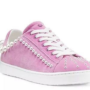 NWT Stuart Weitzman Goldie Sneakers in Pink Velvet 38.5